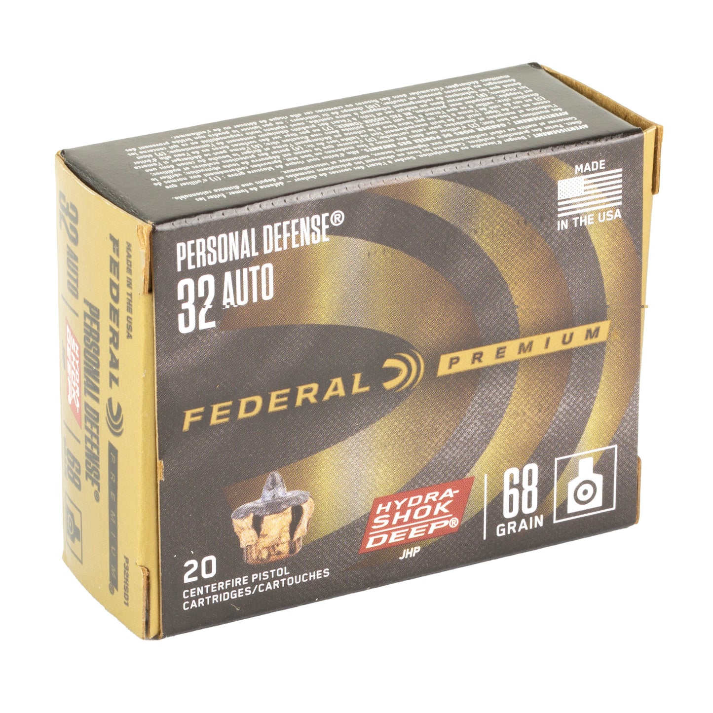 Fed Hydra Shok 32acp 68gr Jhp 20/200