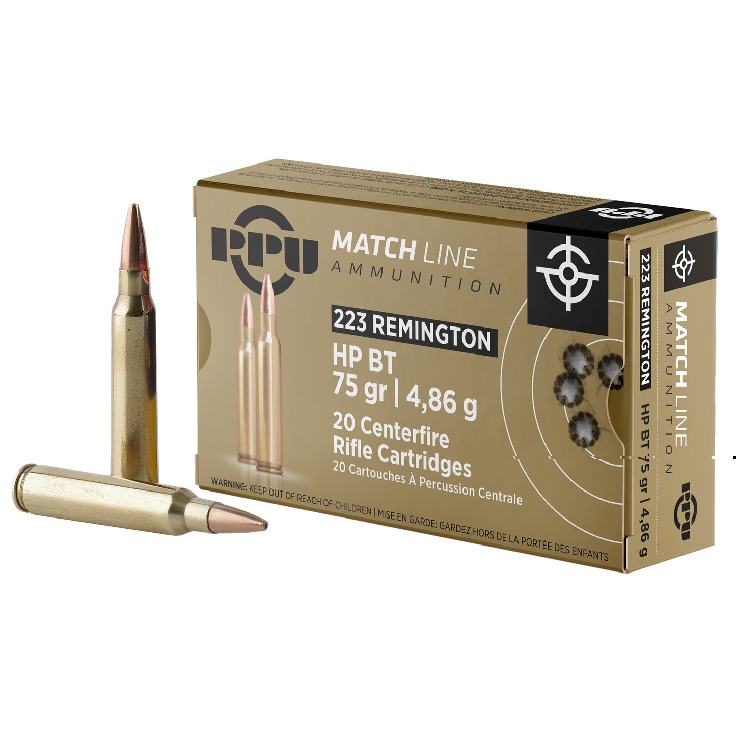 3pu .223 Rem Match 75gr Hpbt 20/1000