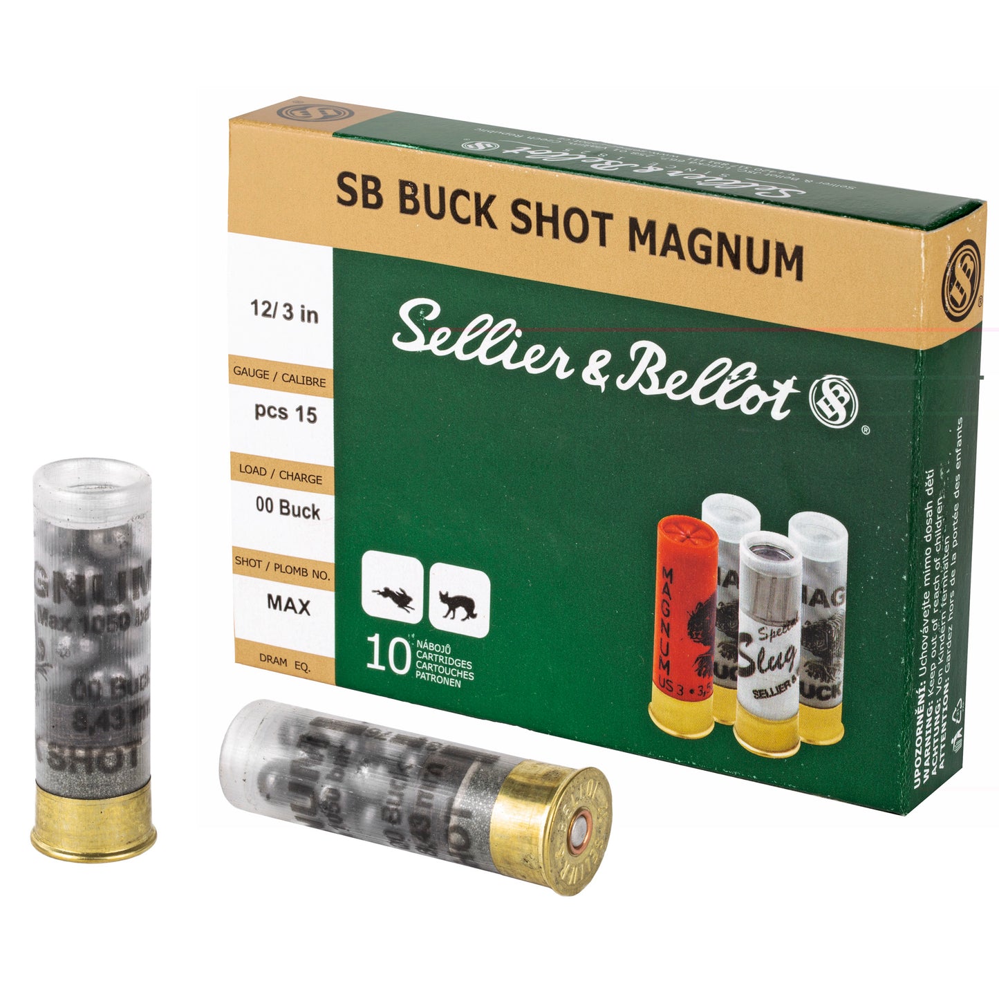 S&b 12ga 3" 00 15pel 10/250