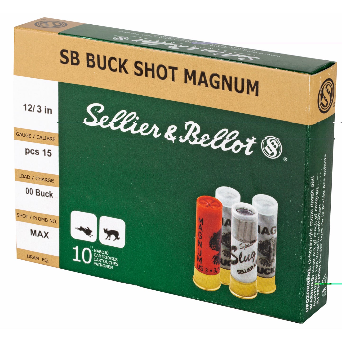 S&b 12ga 3" 00 15pel 10/250