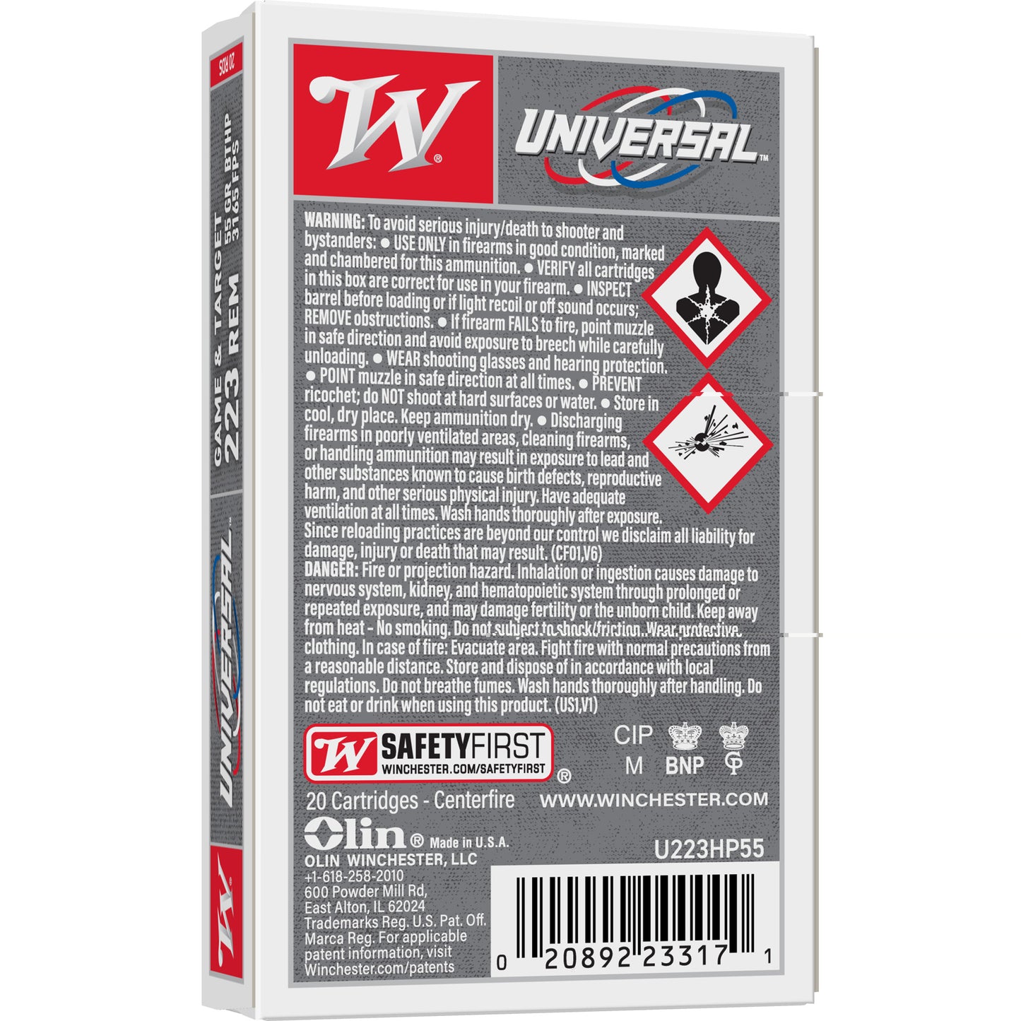 Win Lc 223 Rem 55gr Fmj 20/1000