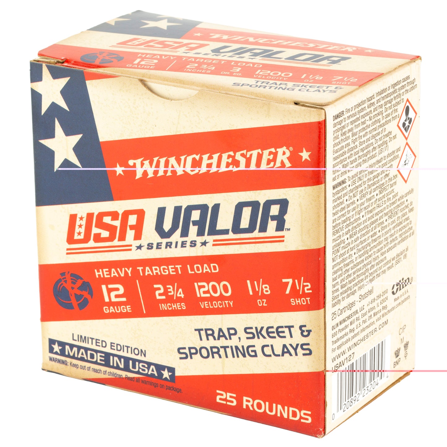 Win Usa Valor 12ga 2.75" #7.5 25/250