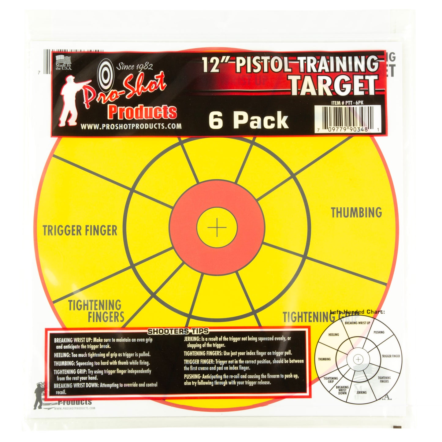 Proshot 12" Bullseye Pistol Trng 6pk