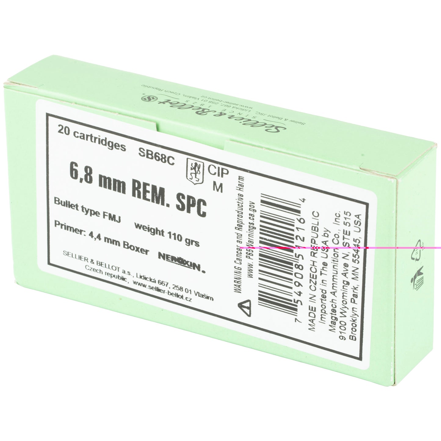 S&b 6.8spc 110gr Fmj 20/1000