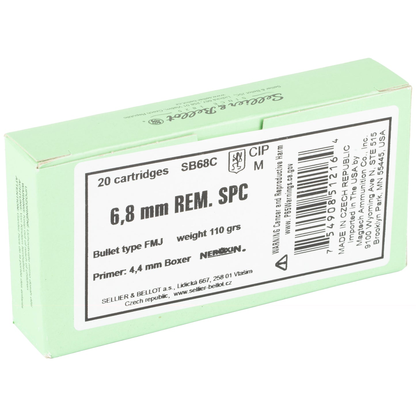 S&b 6.8spc 110gr Fmj 20/1000